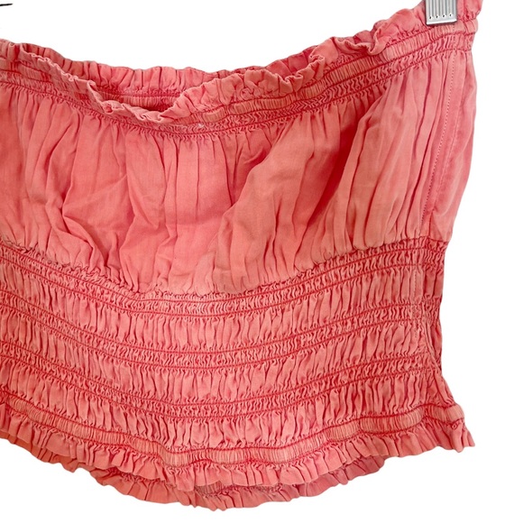 ANTHROPOLOGIE Pilcro Ruffled Ruched Slinky Tube Top in Coral - Picture 7 of 11